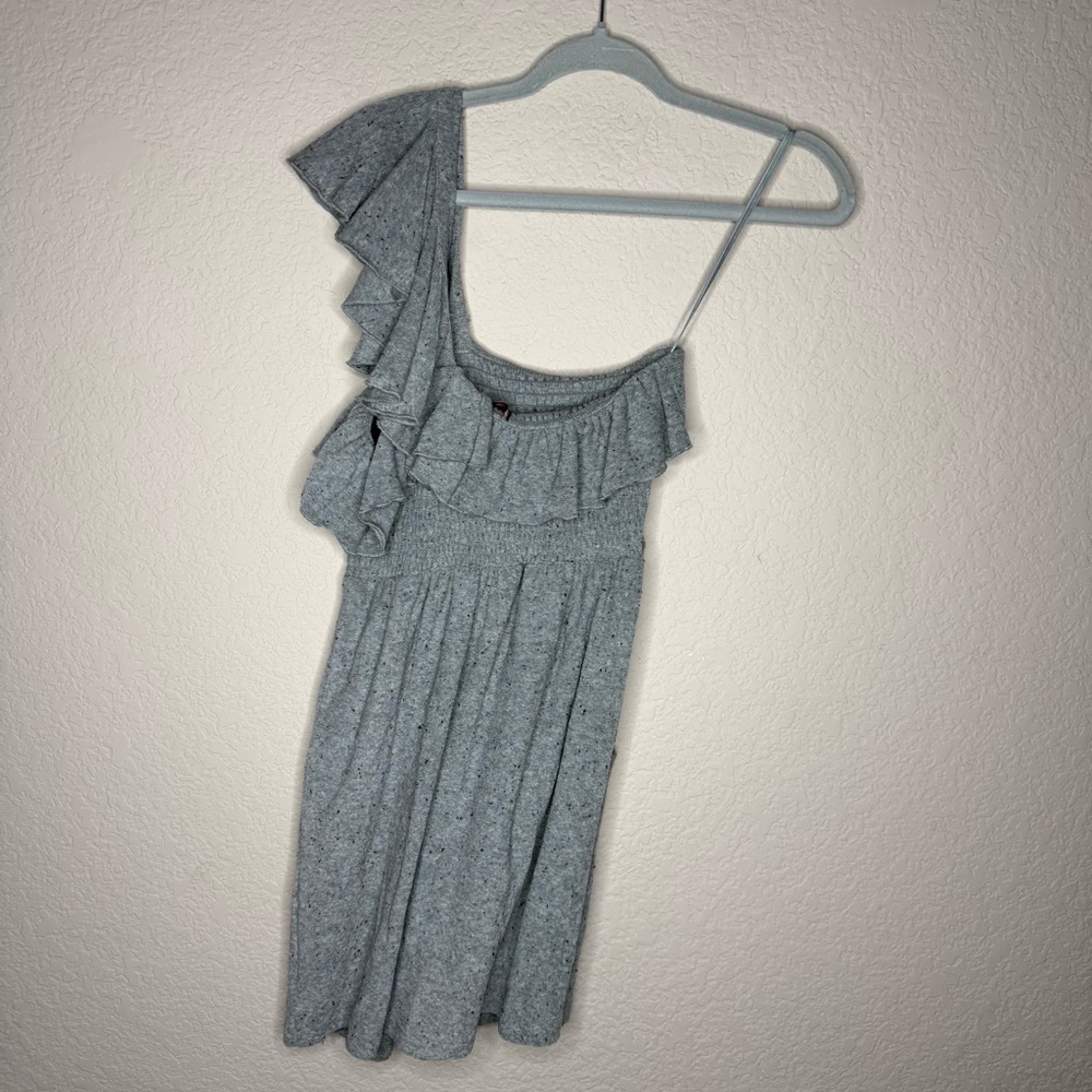 Juicy Couture Heather Gray Smocked Ruffle Mini Dress NWT - Picture 3 of 4